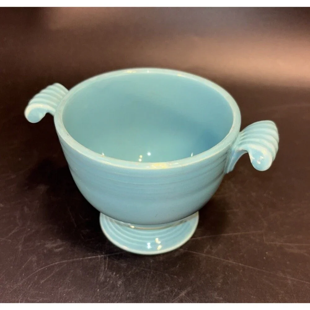 Vintage Fiesta Turquoise (Older) Sugar Bowl No Lid older color Homer Laughlin